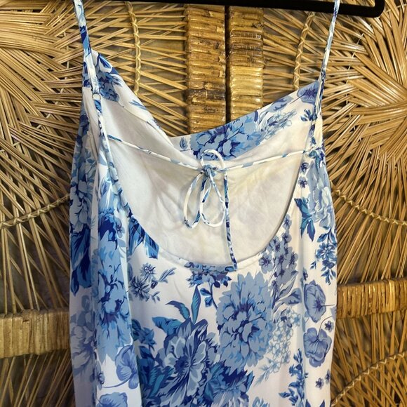 Hello Molly Blue White Floral Slip Midi Dress Size Large US 8 - Picture 7 of 8